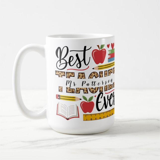 Best Teacher Ever Personalized  Coffee Mug (Left)