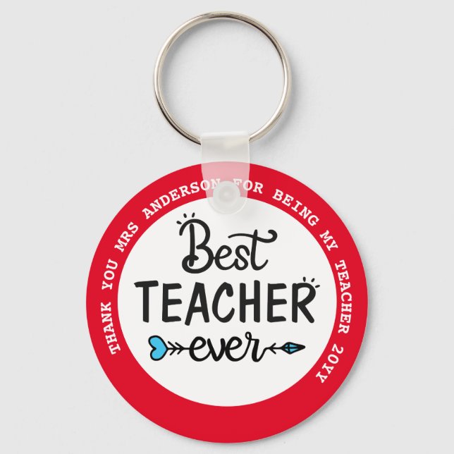 BEST TEACHER EVER Personalized Gifts Under $4 Keychain (Front)
