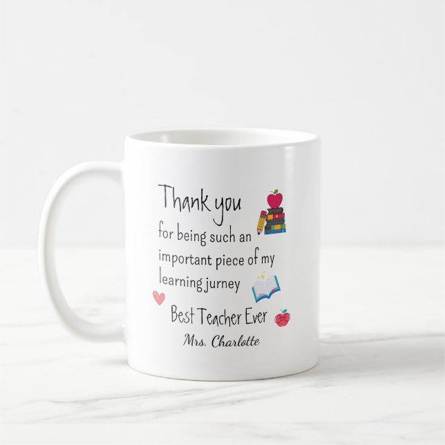 Best Teacher Ever – Personalized Name Coffee Mug (Left)