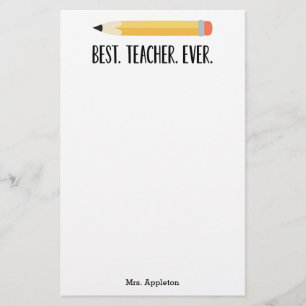Best Teacher Ever   Personalized Stationery Gift