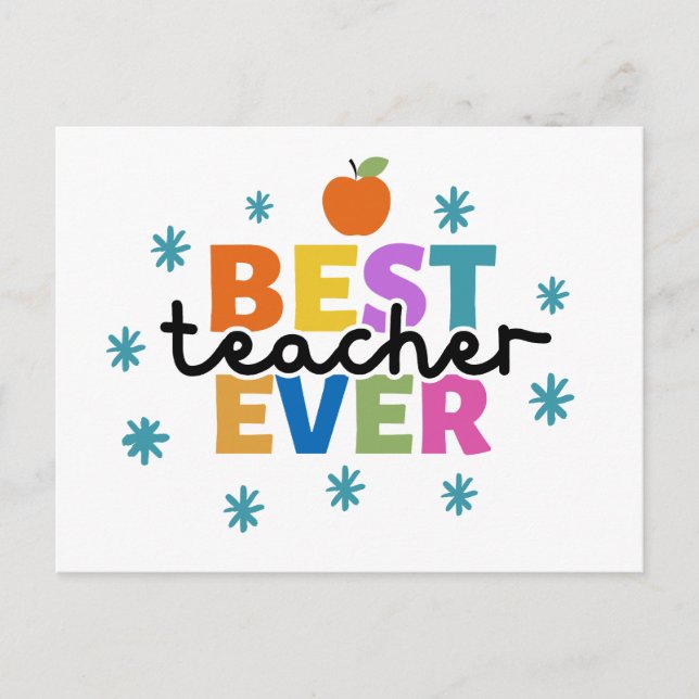 BEST TEACHER EVER POSTCARD (Front)