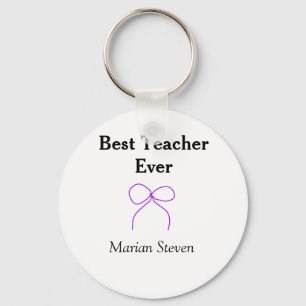 Best Teacher ever purple bow name appreciation gif Keychain