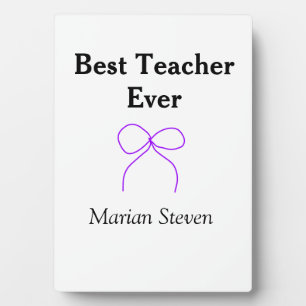 Best Teacher ever purple bow name appreciation gif Plaque