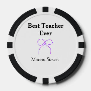 Best Teacher ever purple bow name appreciation gif Poker Chips
