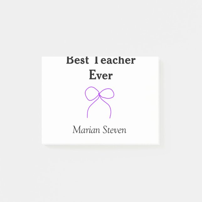 Best Teacher ever purple bow name appreciation gif Post-it Notes (Front)