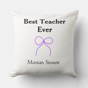 Best Teacher ever purple bow name appreciation gif Throw Pillow