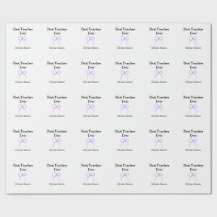 Best Teacher ever purple bow name appreciation gif Wrapping Paper