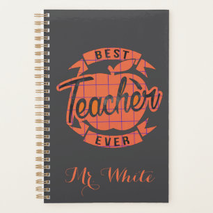 Best teacher ever retro personalized present planner