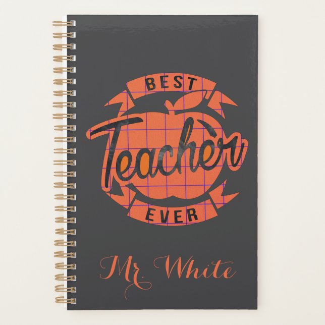 Best teacher ever retro personalized present planner (Front)