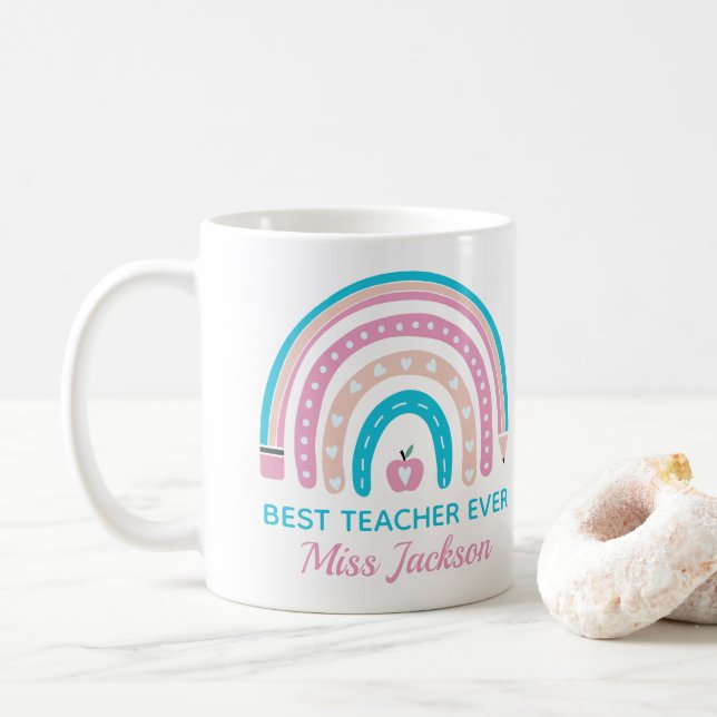 Best Teacher Ever  - Teacher Appreciation Gift Coffee Mug (With Donut)