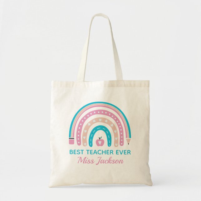 Best Teacher Ever  - Teacher Appreciation Gift Tote Bag (Front)