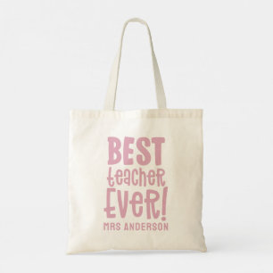 Best teacher ever thank you teacher modern pink tote bag