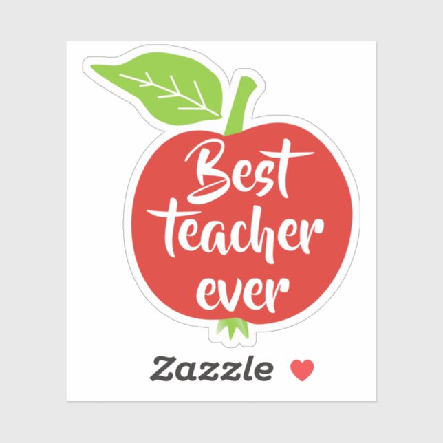 Best Teacher Ever white text red apple (Sheet)