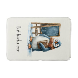 Best Teacher Ever Winter Penguin Design Bath Mat
