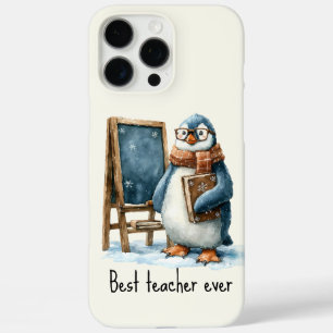 Best Teacher Ever Winter Penguin Design iPhone 16 Pro Max Case