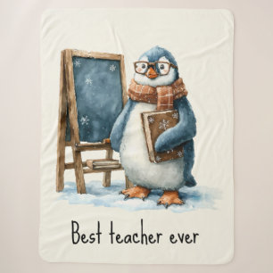Best Teacher Ever Winter Penguin Design Sherpa Blanket