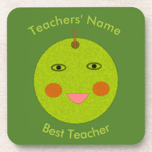 Best Teacher Happy Apple Custom Coasters