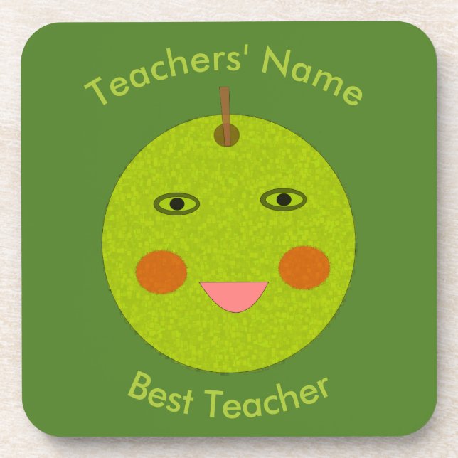 Best Teacher Happy Apple Custom Coasters (Front)