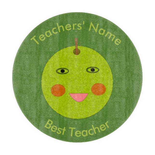 Best Teacher Happy Apple Custom Cutting Board (Front)