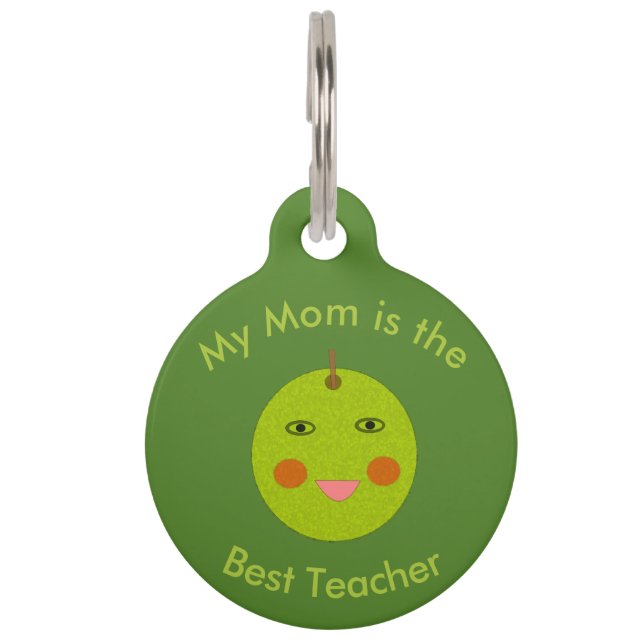 Best Teacher Happy Apple Custom Dog Tag (Front)