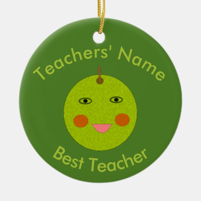 Best Teacher Happy Apple Custom Ornament (Front)