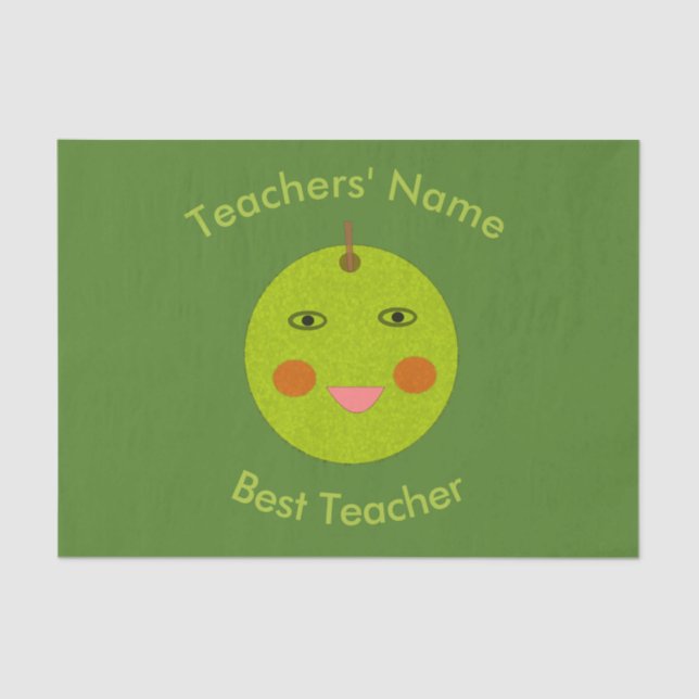 Best Teacher Happy Apple Custom Tissue Paper (Front)