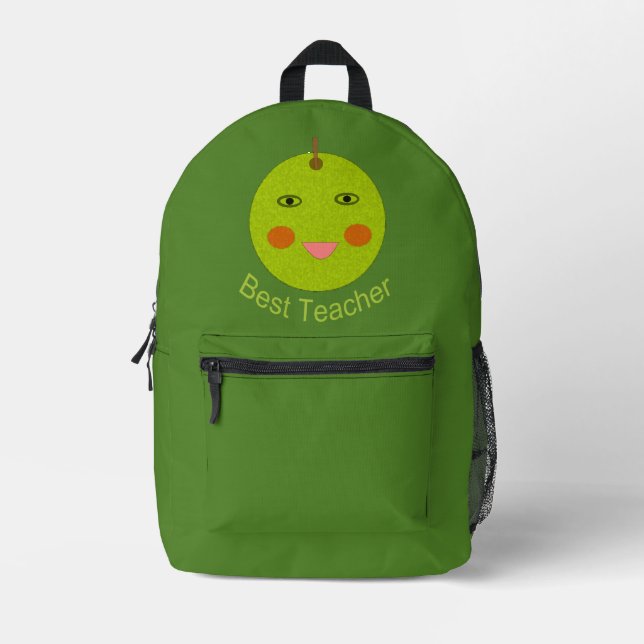 Best Teacher Happy Apple Printed Backpack (Front)