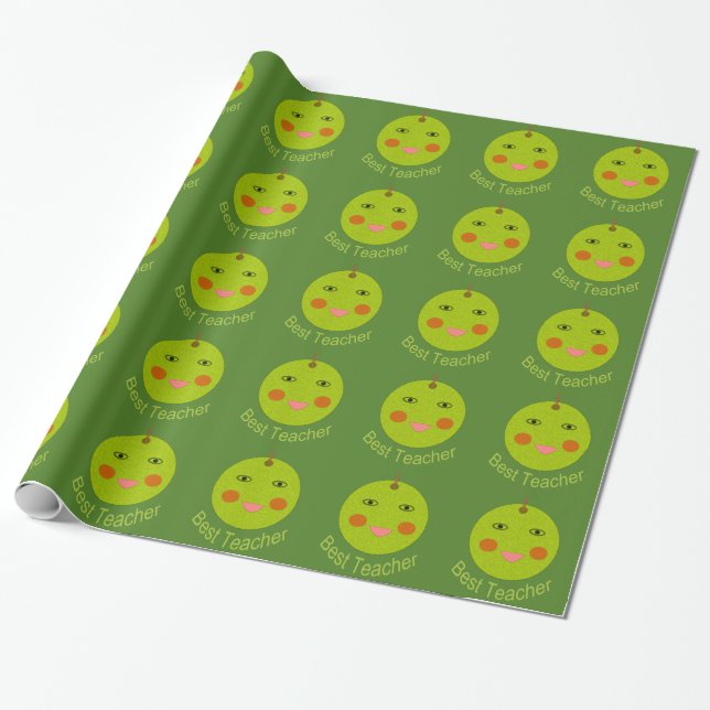 Best Teacher Happy Apple Wrapping Paper (Unrolled)