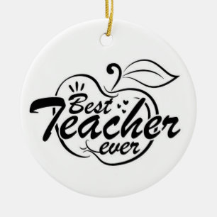 BEST TEACHER/MERRY CHRISTMAS ON OTHER SIDE CERAMIC ORNAMENT