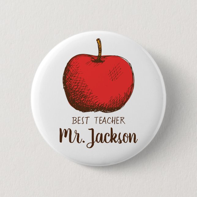Best Teacher | Minimalistic Modern Fun Apple Keych 2 Inch Round Button (Front)