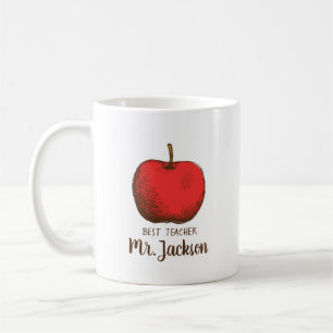 Best Teacher   Minimalistic Modern Fun Apple Keych Coffee Mug
