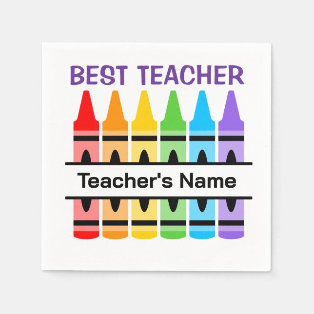 Best Teacher Napkin, Personalized School Gift Napkin (Front)