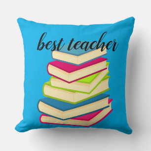 Best Teacher Stack of Books Throw Pillow