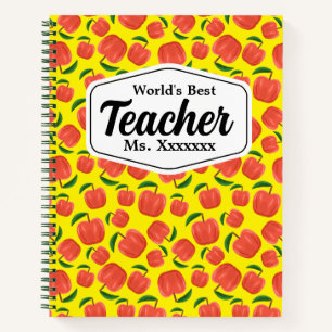 Best Teacher Yellow Apple Pattern Personalized Notebook