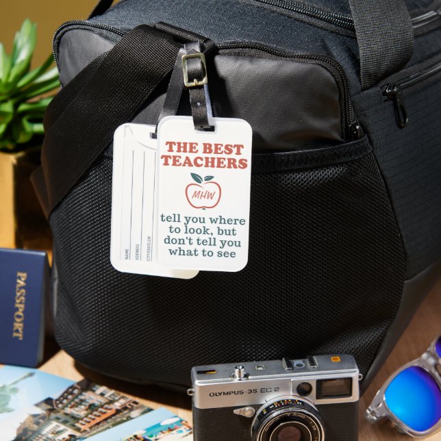BEST TEACHERS custom monogram Luggage Tag (Front & Back)