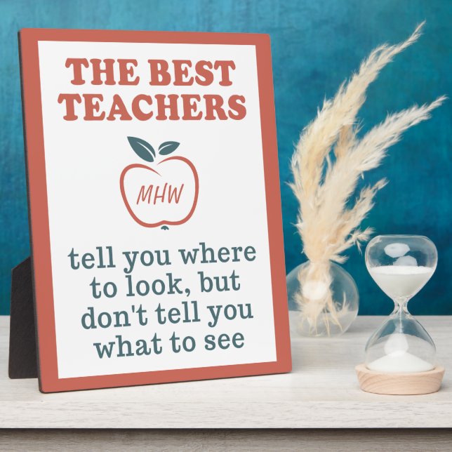 BEST TEACHERS custom monogram plaque (Side)