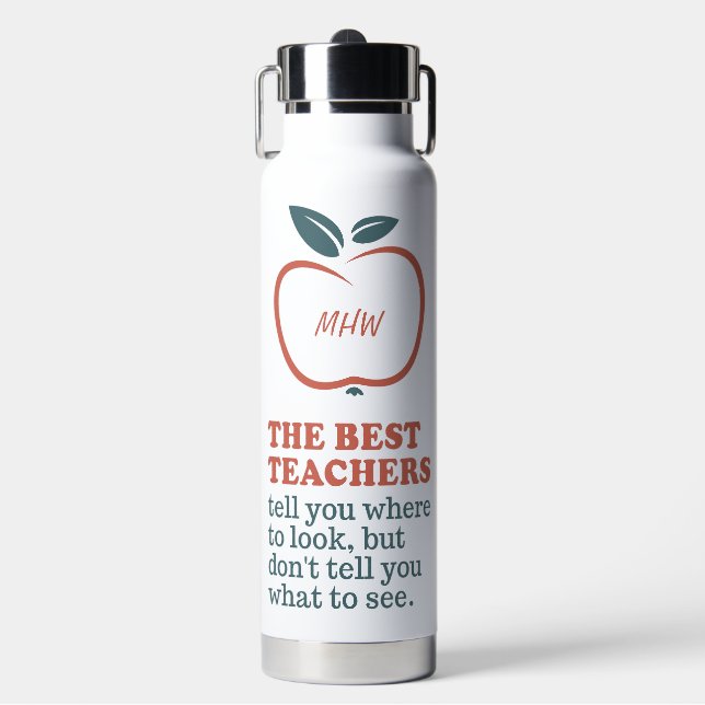 BEST TEACHERS custom monogram Water Bottle (Front)