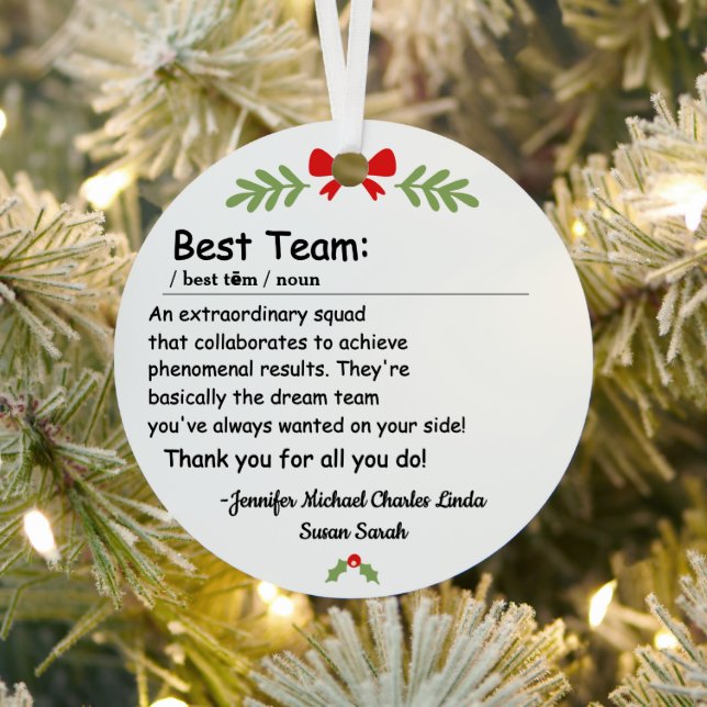 Best Team Definition employee appreciation Custom Metal Ornament (Insitu)