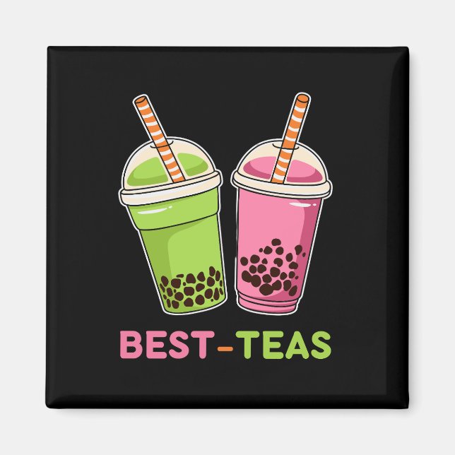 Best teas kawaii boba bubble pearl tea friends magnet (Front)