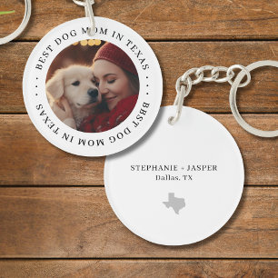 Best Texas Dog Mom Personalized Photo Keychain