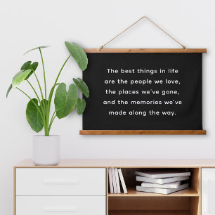 Best Things in Life Black Quote Landscape Hanging Tapestry