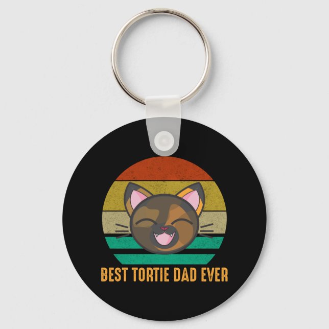 Best Tortie Dad Ever Cute Tortoiseshell Cat Lover Keychain (Front)