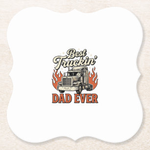Best Truckin Dad Ever Vintage Truck Father Shirt_1 Paper Coaster