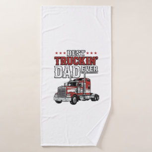 Best Truckin Dad Ever Vintage Truck Shirt Design_1 Bath Towel