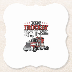 Best Truckin Dad Ever Vintage Truck Shirt Design_1 Paper Coaster