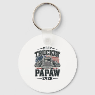 Best Truckin' Papaw Ever Vintage Trucker Vector_1 Keychain