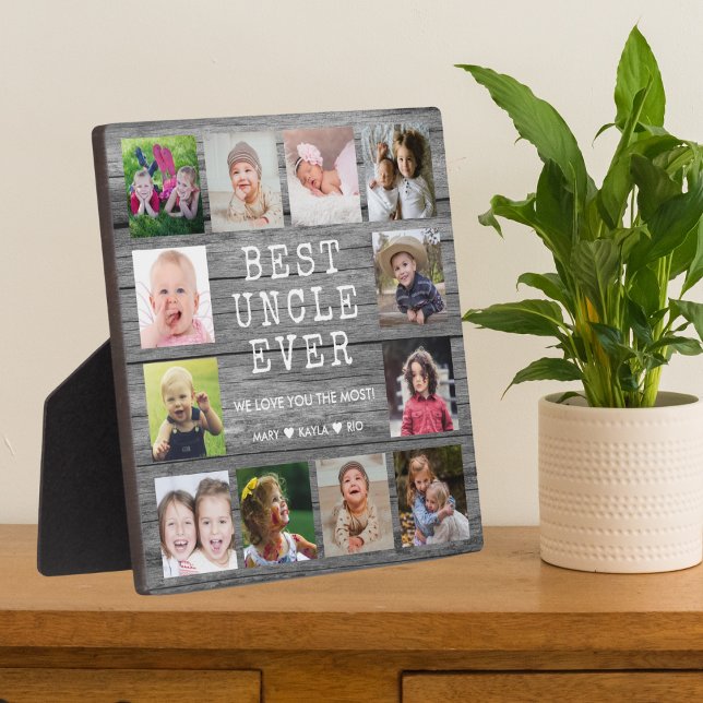 Best Uncle Ever 12 Photo Collage Gray Wood   Plaque (Best Uncle Ever 12 Photo Collage Gray Wood Plaque
Uncle Gift Idea)