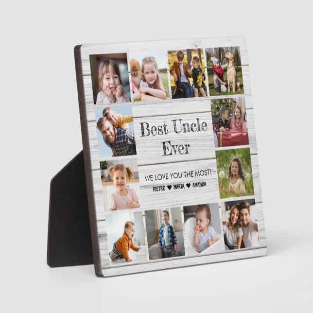 Best Uncle Ever 12 Photo Collage  Plaque (Front)