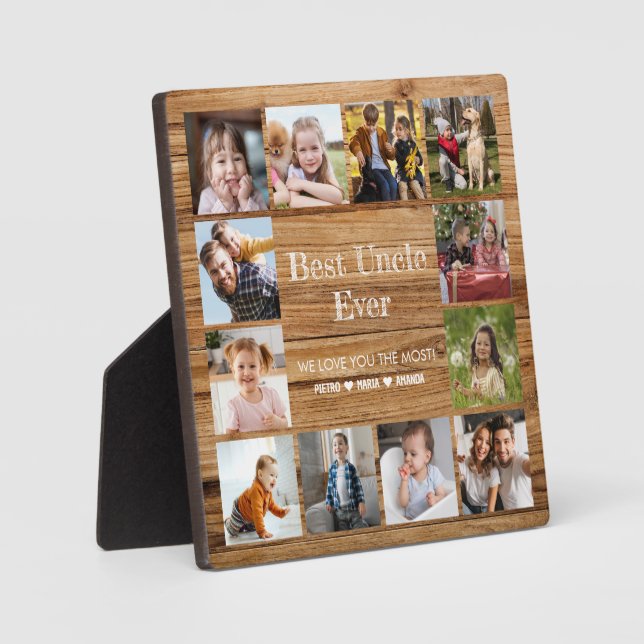 Best Uncle Ever 12 Photo Collage  Plaque (Front)