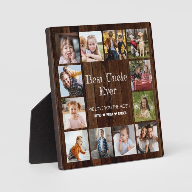 Best Uncle Ever 12 Photo Collage Plaque (Front)